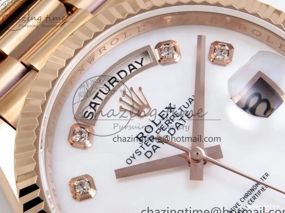 0523 OdorResistant Day Date 36 RG TWSF Best Edition White Diamonds Dial on RG Bracelet A 1610